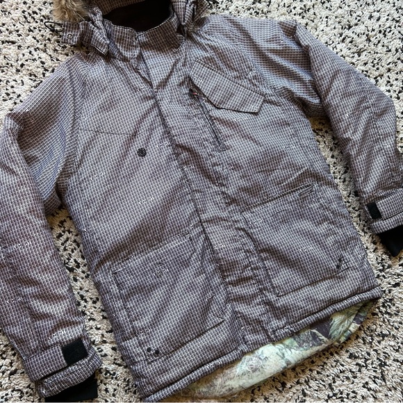 Element Snowboard Jacket Text Logo All Over Print Black White Men’s Medium - Picture 3 of 16